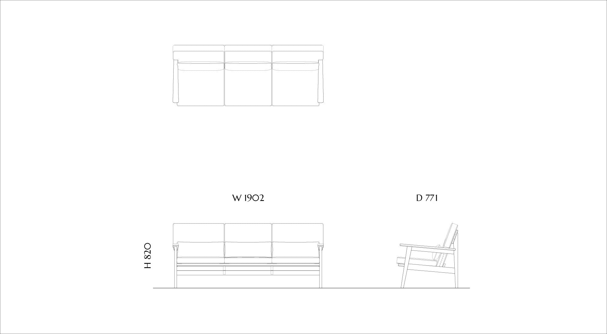 Wood Frame Sofa SFA-03C-3P