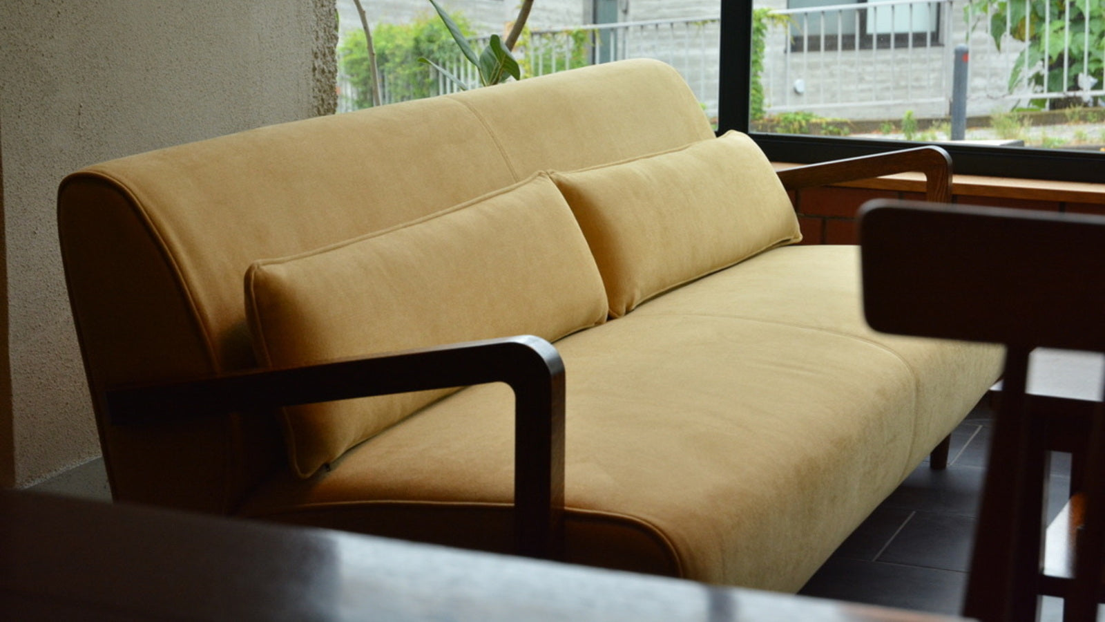 Wood Arm Sofa