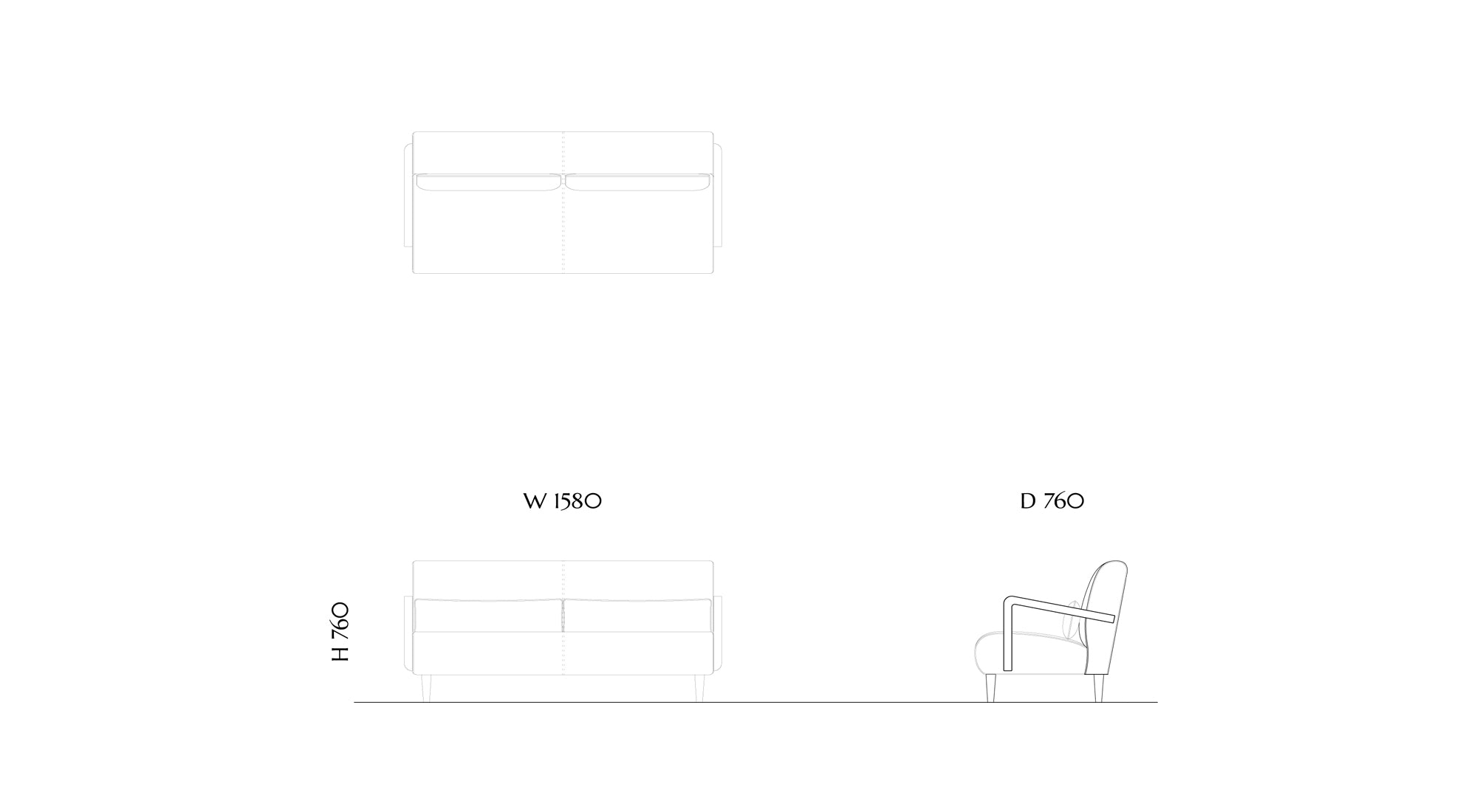 Wood Arm Sofa SFA-01D-2P