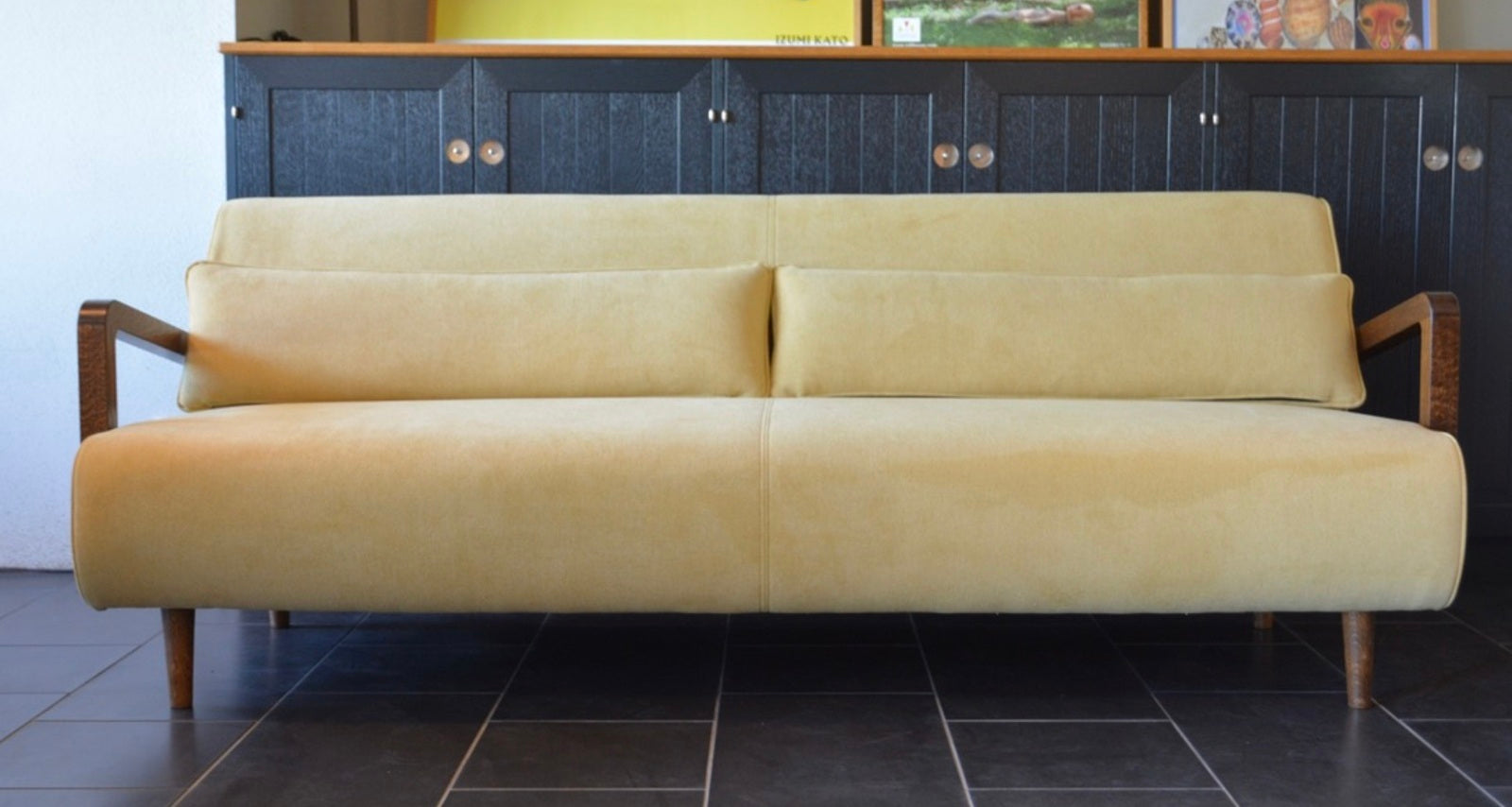 Wood Arm Sofa
