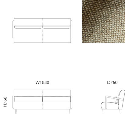 SFA-01C-3P（Wooden Arm Sofa Triple） | Chairs & Sofas | STANDARD TRADE .CO.,LTD.